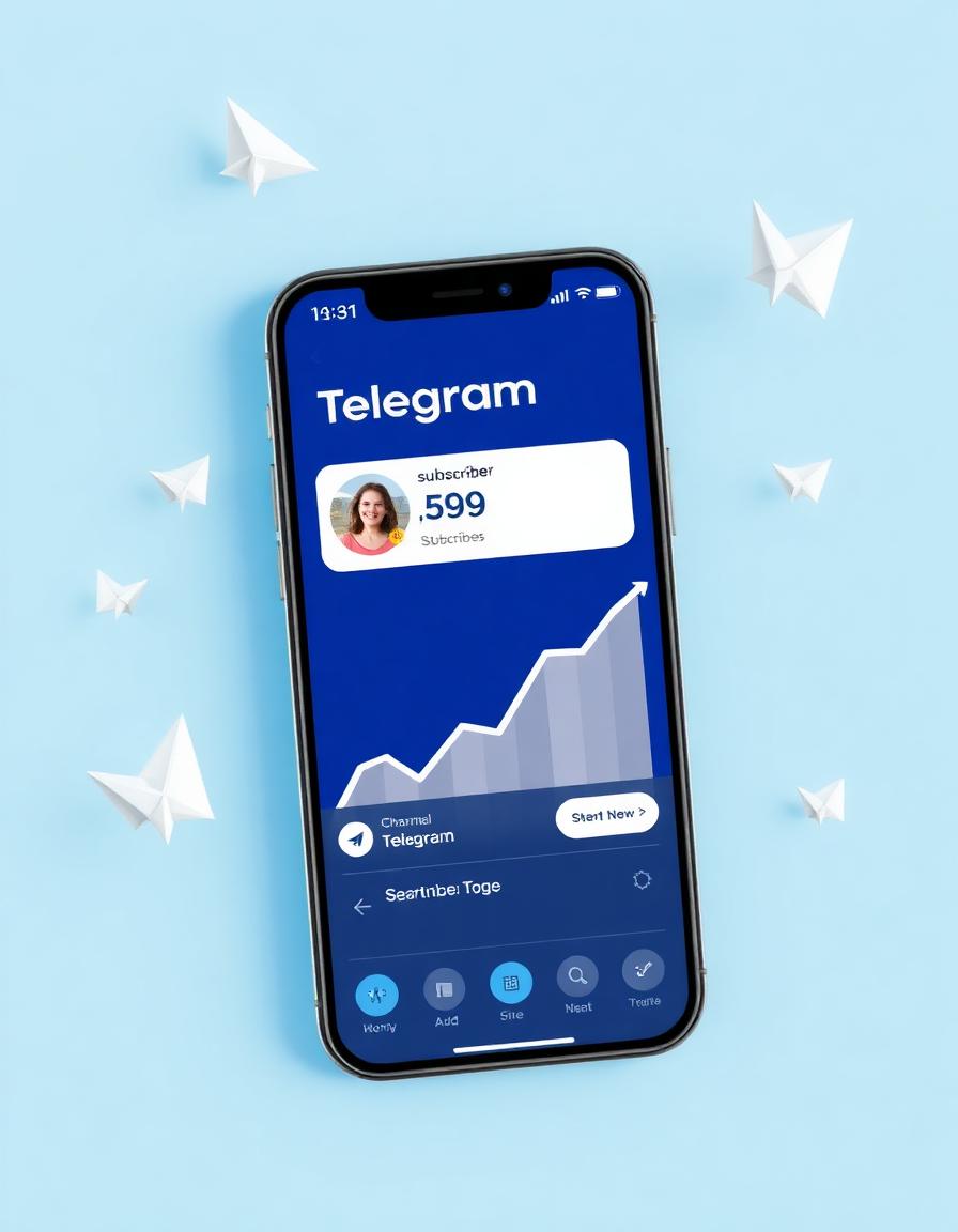 Telegram büyüme grafiği gösteren telefon